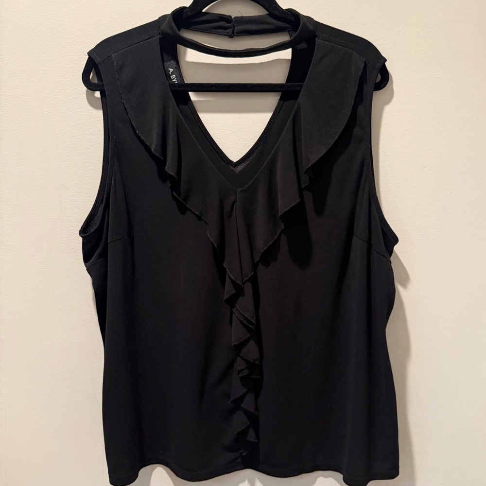 A. Byer Black Ruffled Blouse